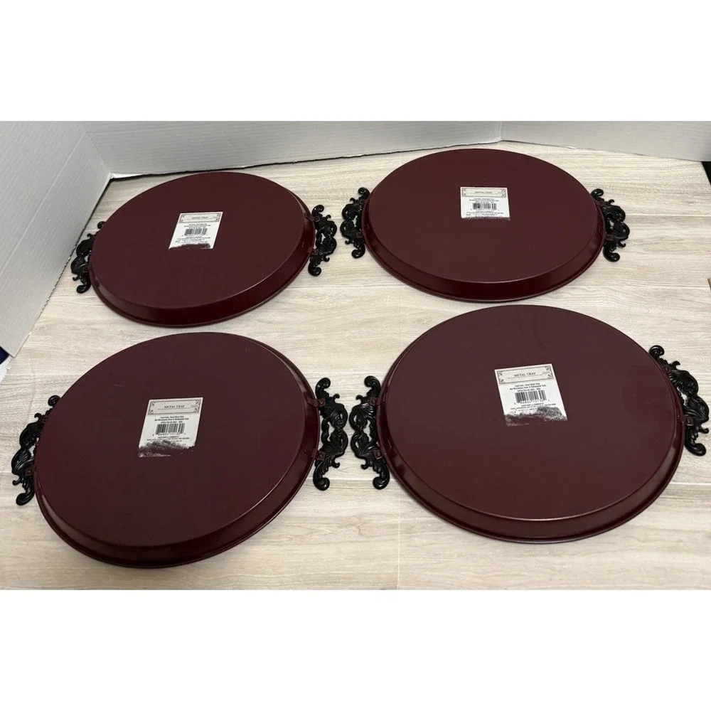 Set of 4 Target Ankyo Burgundy Metal Moth Trays Gothic Dark Academia Boho 11.5